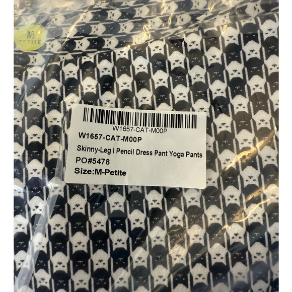 Betabrand Women's Pencil Dress Pant Skinny Leg Medium Petite Black White Cat - Picture 14 of 14